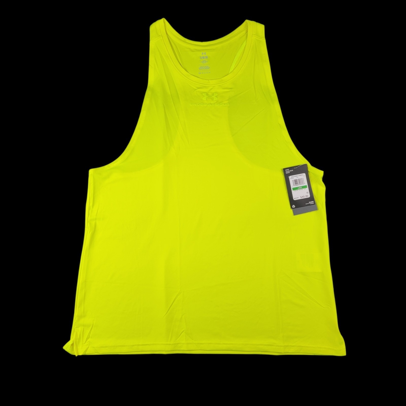 Under Armour RUSH Men's Large Bright Yellow Vanish Energy Muscle Tank Top NEW! gallery