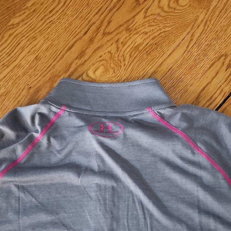Under Armour Pullover Mens XL 1/4 Zip Mock Neck Long Sleeve Top Gray/Pink gallery