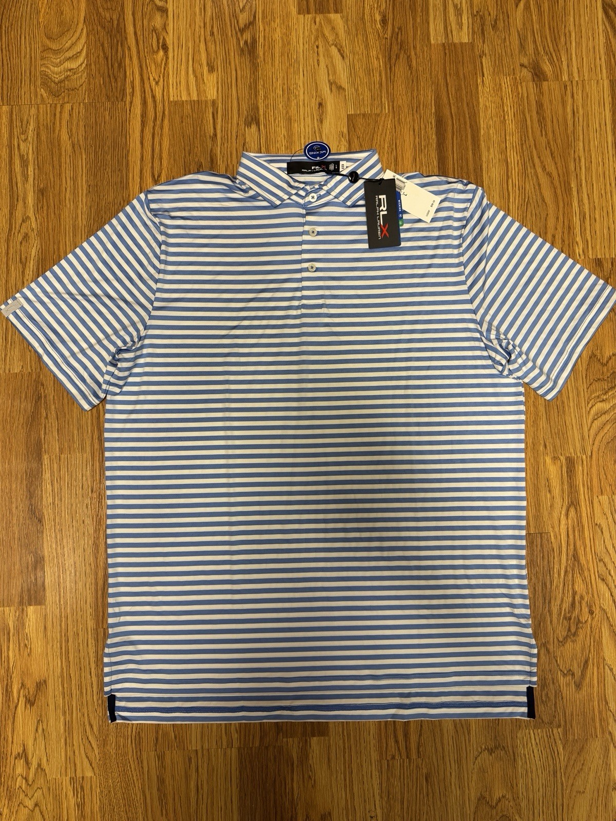 RLX Ralph Lauren Mens Wicking Polo Golf Striped Shirt - Large - New with Tags gallery