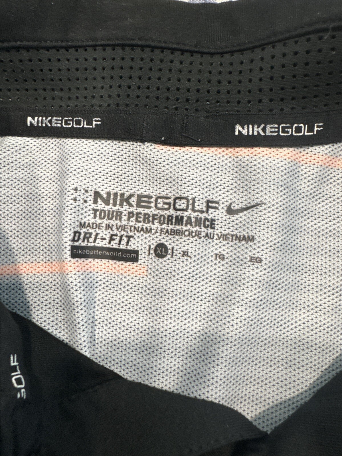 NIKE GOLF MEN'S TOUR PERFORMANCE BLACK GRAY Orange DRI FIT Sz XL gallery