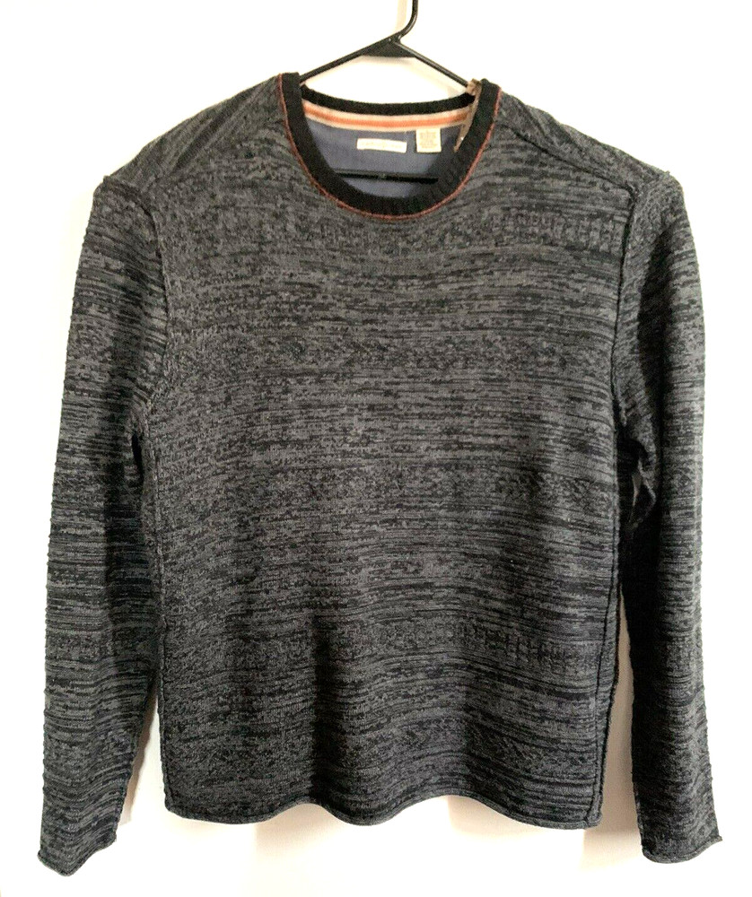 Carbon2Cobalt Men XL Grey Heathered Pullover Sweater Long Sleeve Viscose Blend