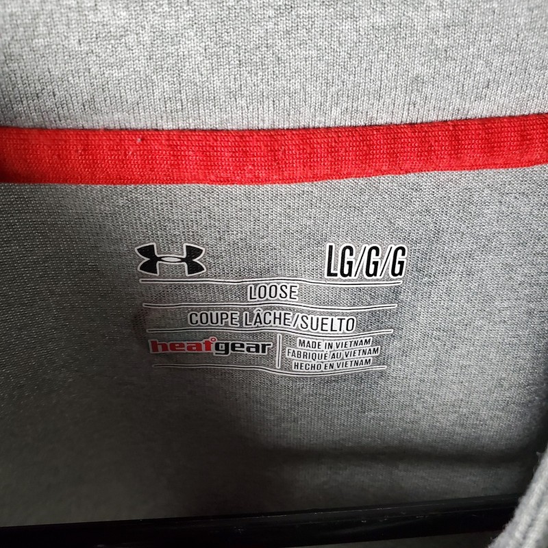 Under Armour Pullover Mens L Gray Red UA Tech 1/4 Zip Active Training Athletic gallery