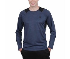 Spyder Men’s Active Long Sleeve Shirt, Dust Navy Heather (BLUE), XL