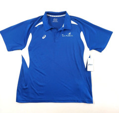 Asics POLO SHIRT Men’s XL RESOLUTION Royal Blue/White 4301 Imprint IDAHO RUNNING