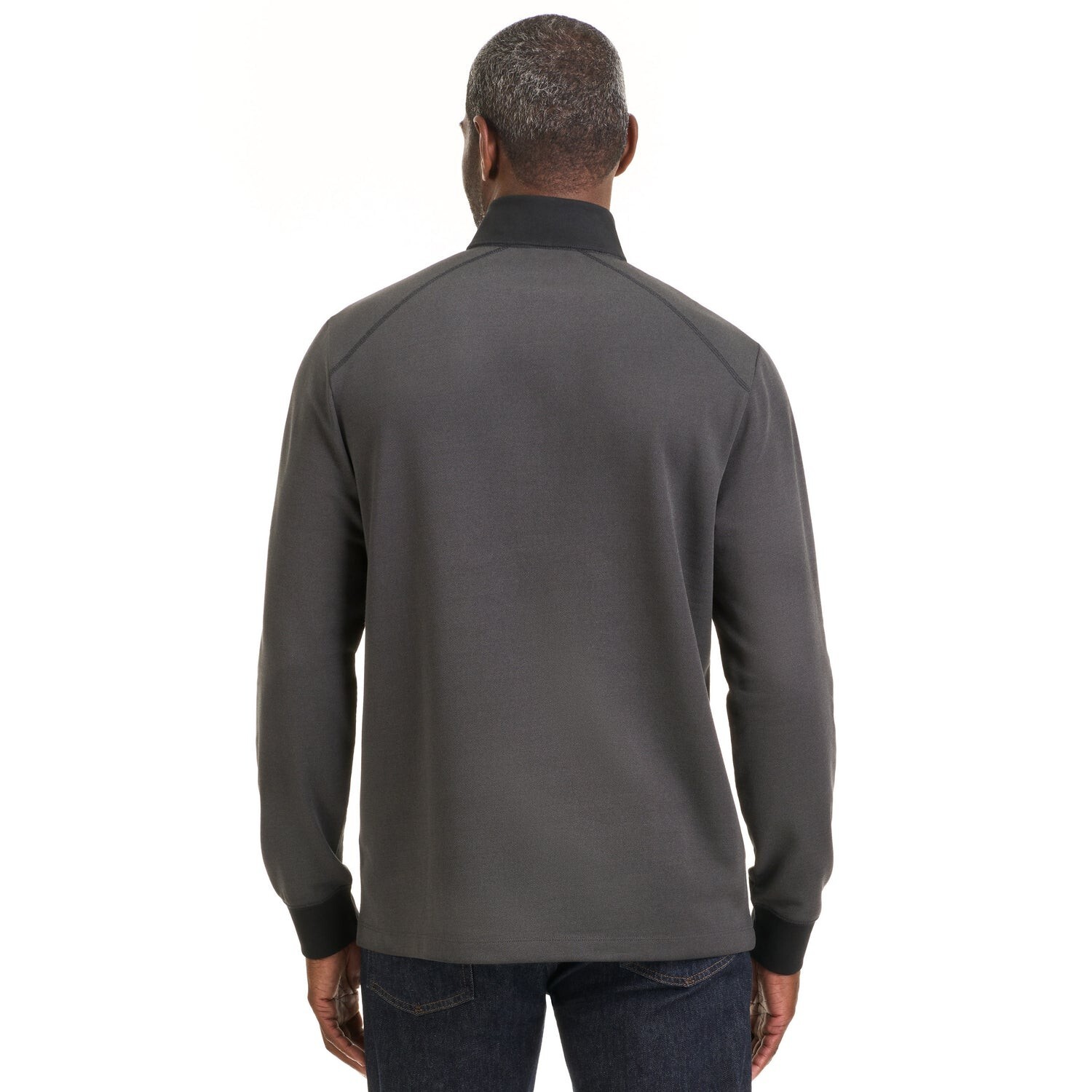 NWT 3XLT Men's Van Heusen Stain Shield Pique Quarter Zip Pullover Black Iris $80 gallery