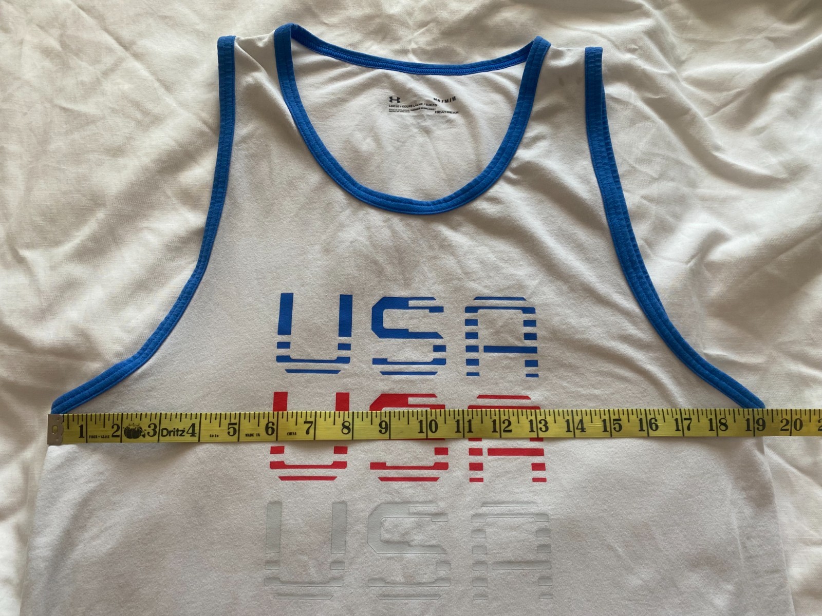 Under Armour Tank Top White USA Graphic Heat Gear Men's Size Medium 4th of July gallery