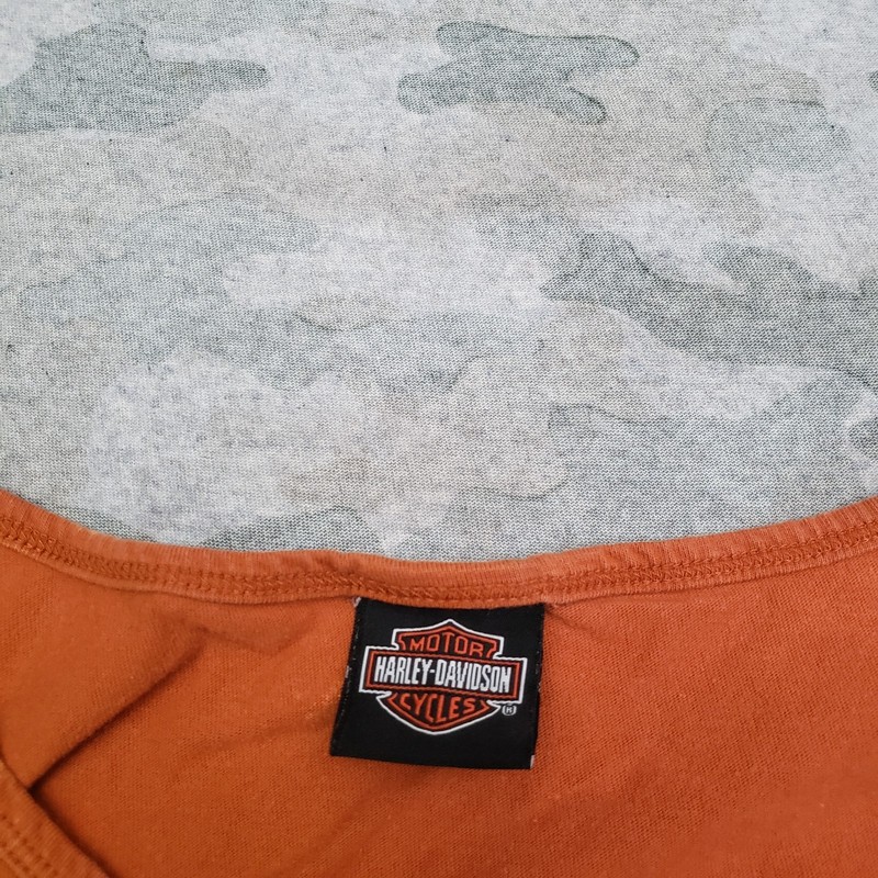 Harley Davidson Tank Shirt Mens Small Orange Pullover Sleeveless Motorcycle gallery