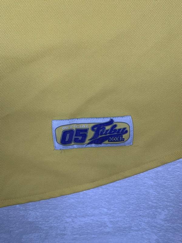 Vintage FUBU Baseball Jersey Shirt Mens 2XL Yellow 05 Mesh Button Front Y2K gallery