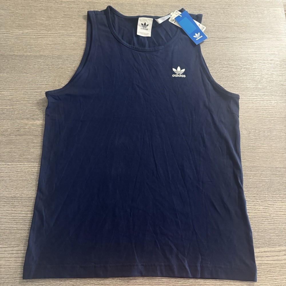 Adidas Essentials Men’s Tank Top Size S Blue Muscle Shirt Embroidered Logo