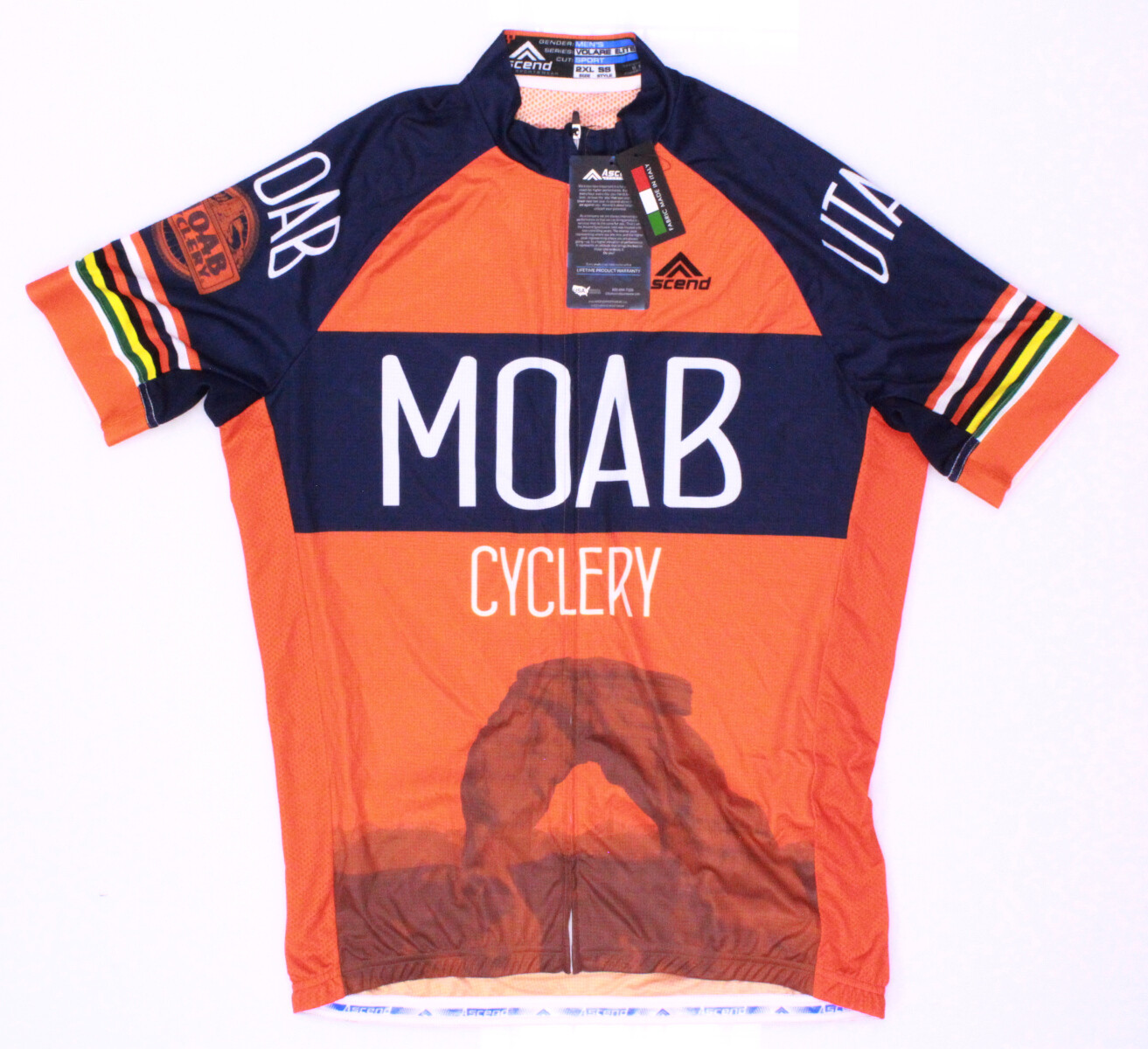 NWT - ASCEND Men's 'VOLARE ELITE' Orange Multi SHORT-SLEEVE FULL-ZIP T-SHIRT-XXL gallery
