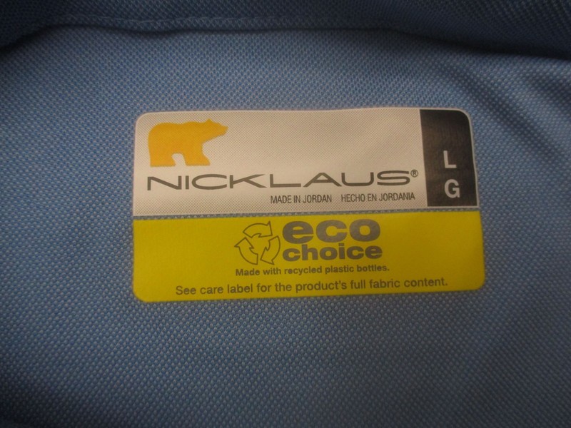 Nicklaus Size L Mens Blue Short Sleeve Collared Activewear Eco Choice Polo 057 gallery