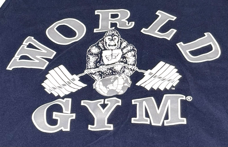 Vintage World Gym DOUBLE EXTRA LARGE 2X NAVY BLUE Tank Top *EXCELLENT CONDITION* gallery