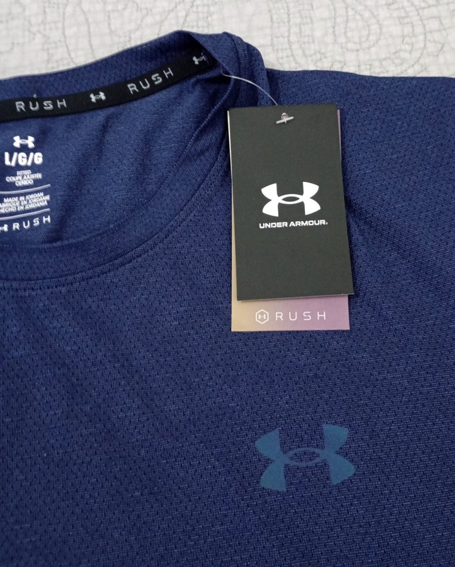 Under Armour Rush Vanish Elite Seamless Men's Short Sleeve Blue Shirt Size L gallery