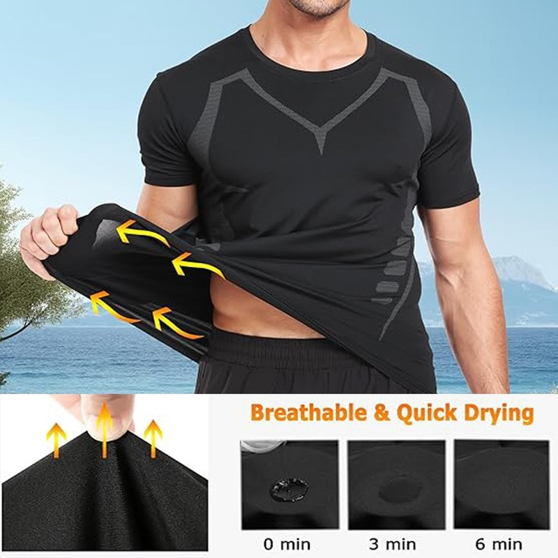 Quick Dry Mens Athletic Compression Vest T-Shirt Short Sleeve Workout Tank Top gallery