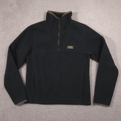 L.L.Bean Pullover Mens Small Black Fleece 1/4 Zip Mock Neck Hiking Winter Top