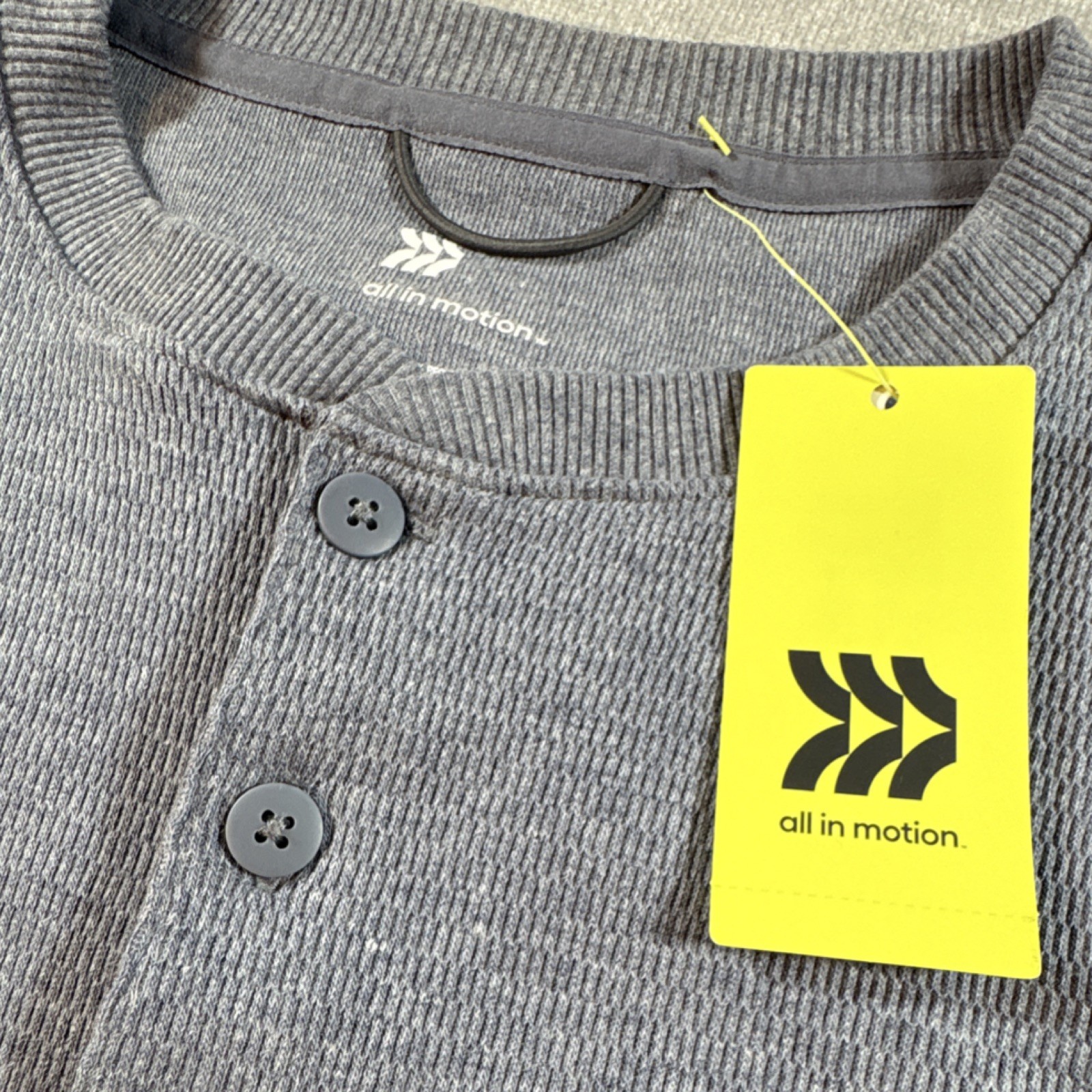 All in Motion Men's Waffle Henley Long Sleeve Shirt Gray Size S gallery
