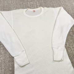 Vintage 70s Waffle Knit Thermal Shirt Men Medium USA Made Permanent Press Hanes