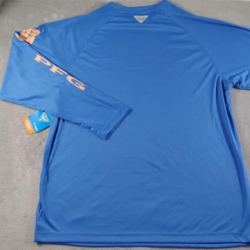 Columbia PFG Shirt Mens Large Blue Omni-Shade Long Sleeve Fishing Performance gallery