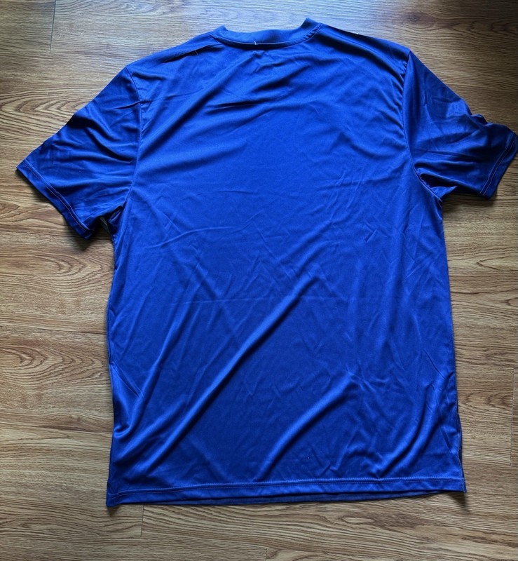 Mitre USA Soccer Jersey T-Shirt L Blue V-Neck Short Sleeve Wicking Poly Stripe gallery