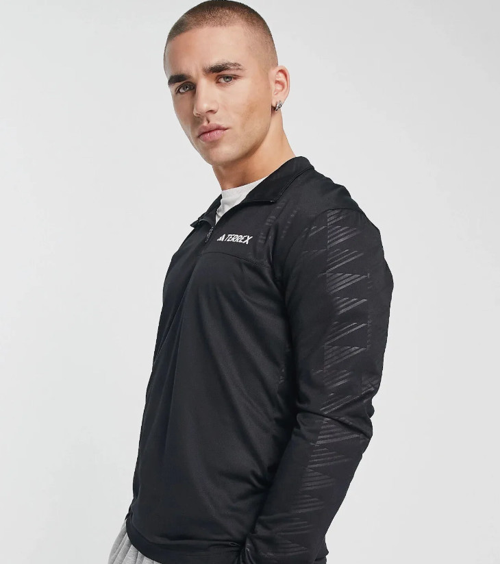 Adidas Men's TERREX Multi Half-Zip Long Sleeve Black Tee M L XL Hiking HT9501 gallery