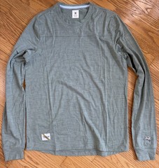 Tracksmith Men’s Long Sleeve Harrier Shirt Merino Wool Nylon Light Green Sage