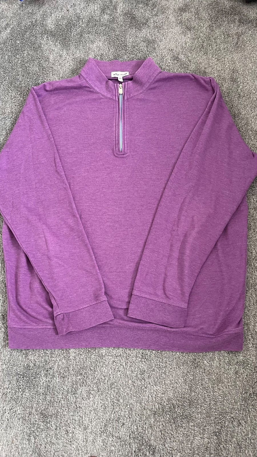 Peter Millar Mens Perth Melange Pullover 1/4 Zip Sweatshirt Lavender Size XXL gallery