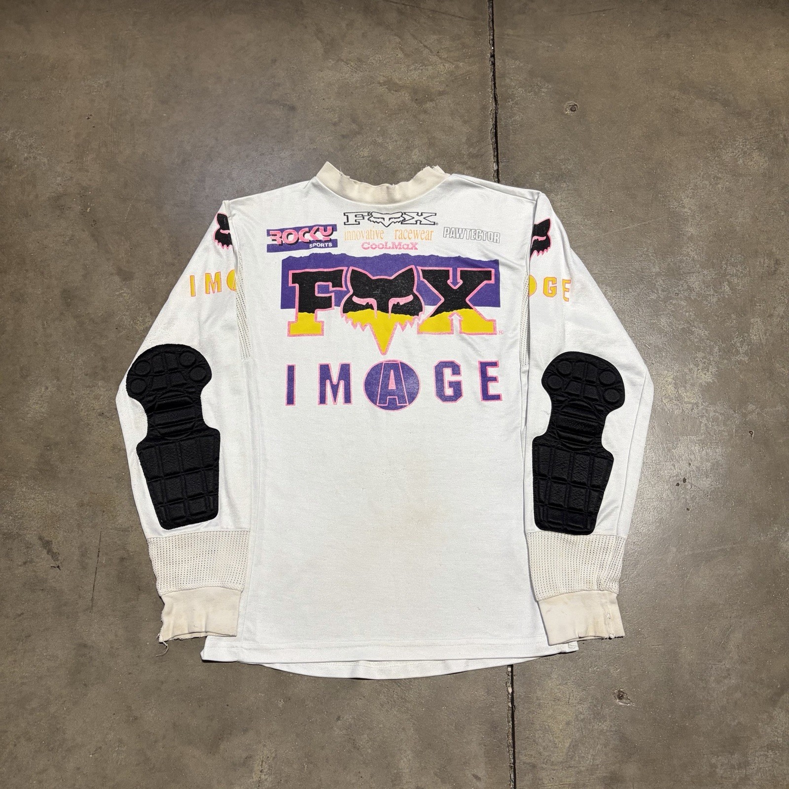 Vintage 90s Fox Racing Image Motocross Jersey Men M MX Moto BMX Padded Neon USA gallery