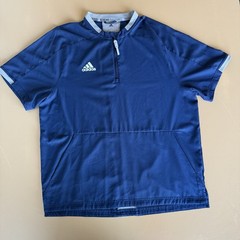 Mens Navy Blue Adidas Baseball Athletic Pullover 1/4 Zipper Shirt Large