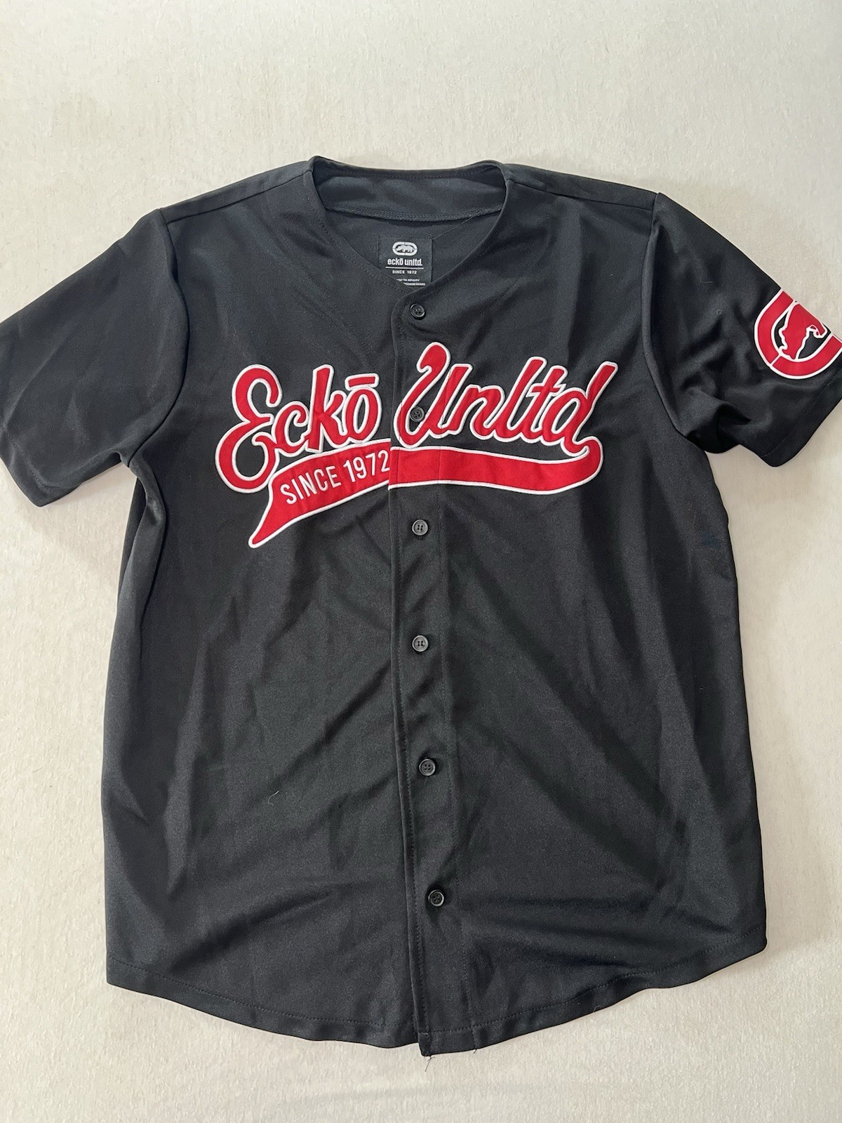 Ecko Unltd Jersey Mens Large Black Red Short Sleeve Baseball Y2K Streetwear gallery