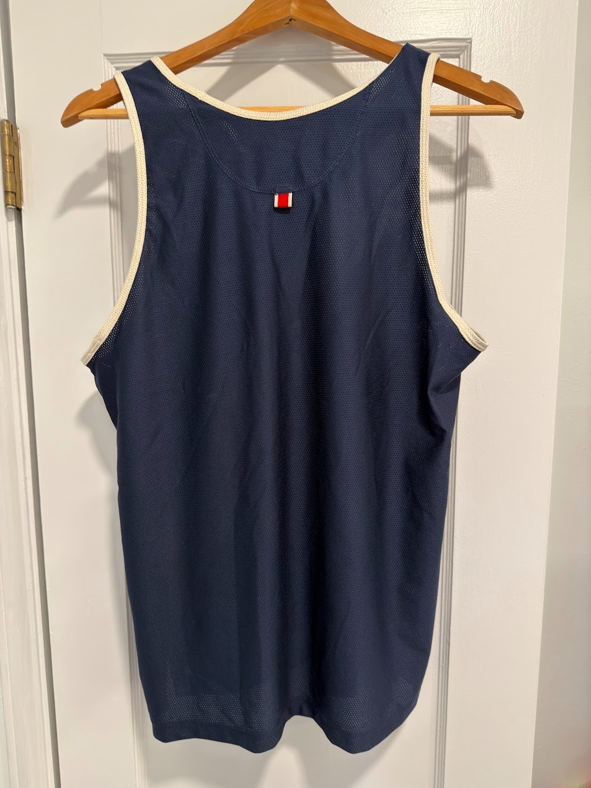 TRACKSMITH Van Cortlandt Singlet - Navy Blue with White Stripe - Men's Medium gallery