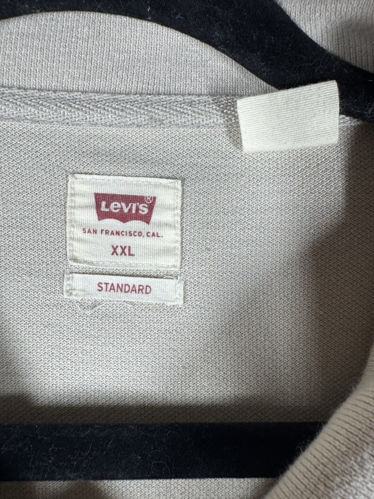 Levi's Men's Housemark Polo Shirt in a light beige or tan color XXL gallery