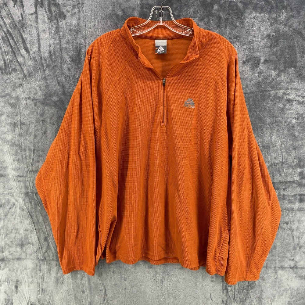 Vintage NIke ACG Pullover 1/4 Zip Mens XXL Long Sleeve Thermal Waffle Knit