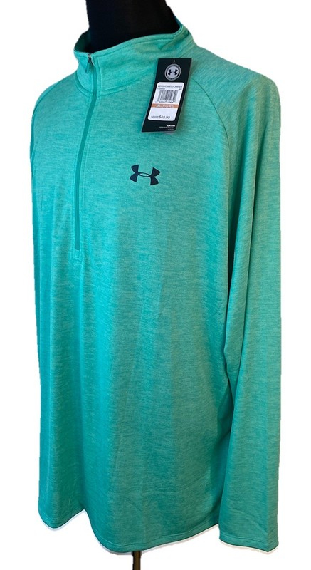 Under Armour Pullover Mens 3X Teal UA Tech 2.0 1/2 Zip-Up 1328495 Heat Gear NEW gallery