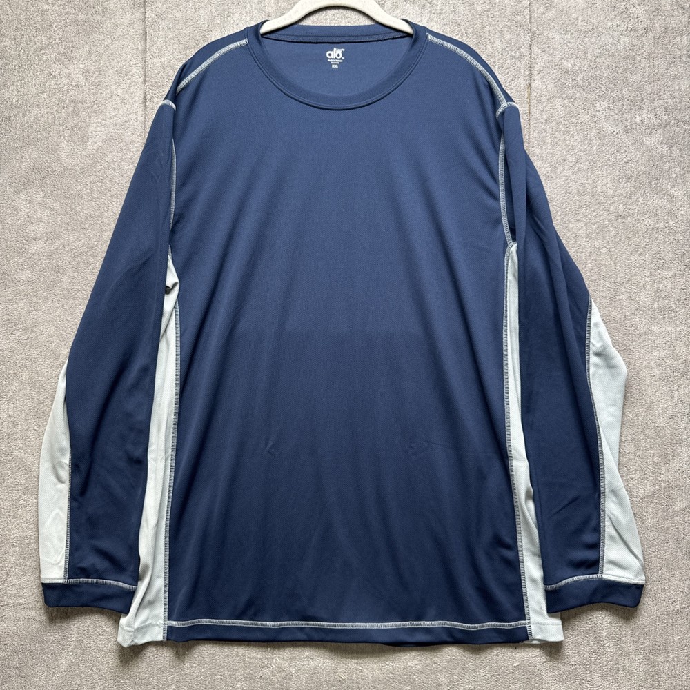 Alo Conquer Long Sleeve Performance Shirt Cool Fit Blue Gray XXL