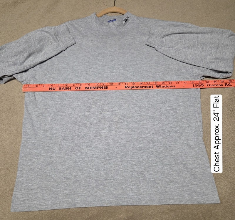 Vintage Reebok Mock Neck Long Sleeve Shirt Mens L Gray Embroidered Logo gallery