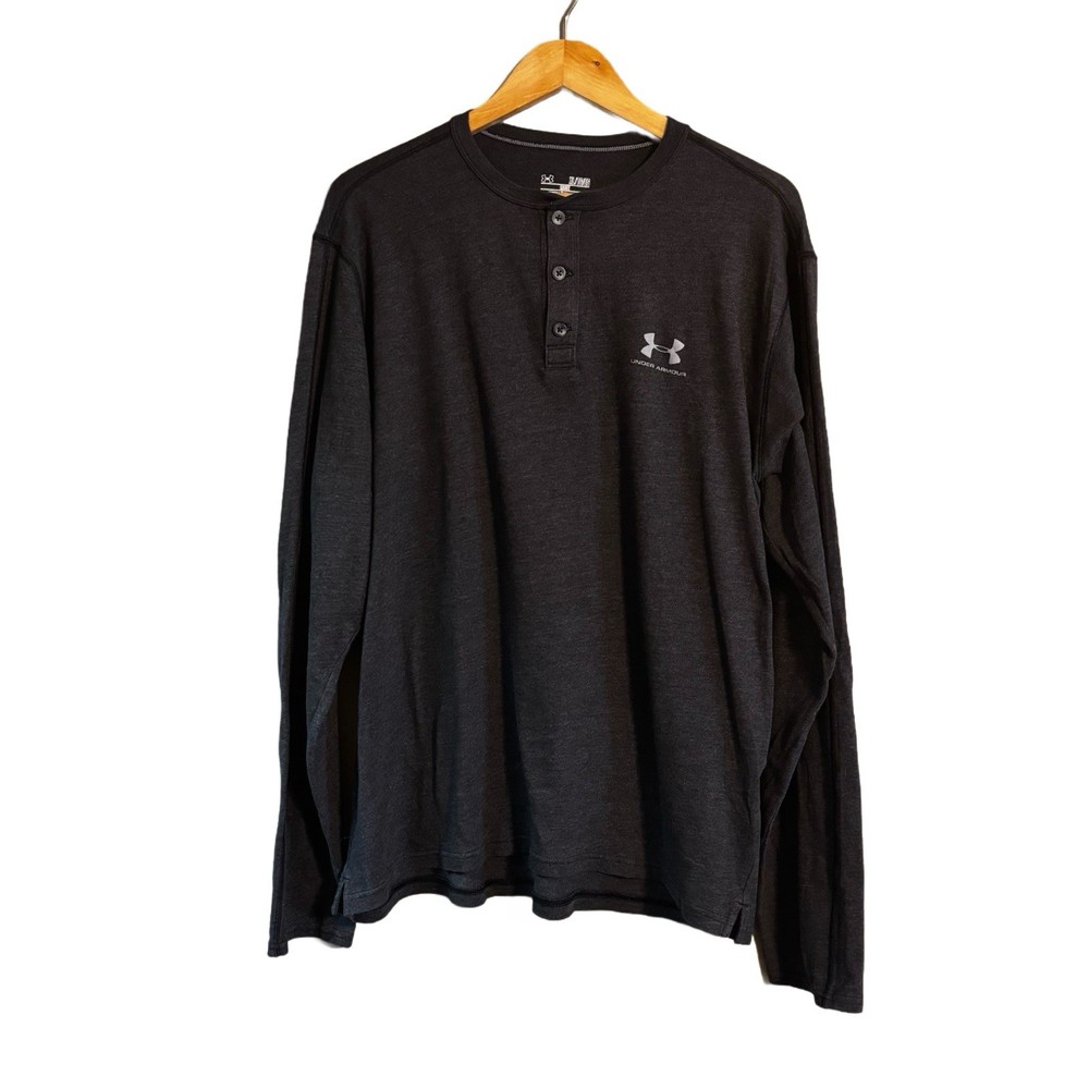 🔥RARE Under Armour 3 Button Charcoal Gray Henley Size XL
