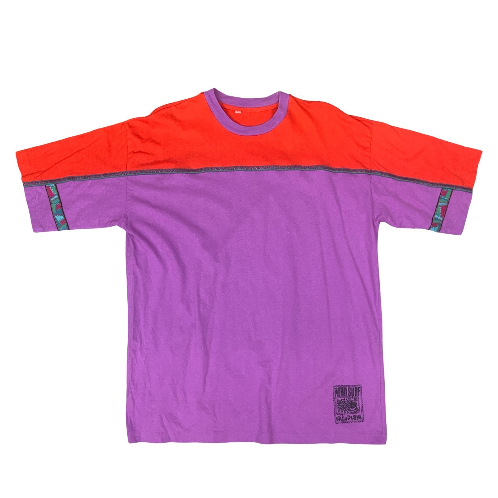 Vintage 90s Wind Surf Red Purple Colour Block Single Stitch Graphic T-Shirt L gallery
