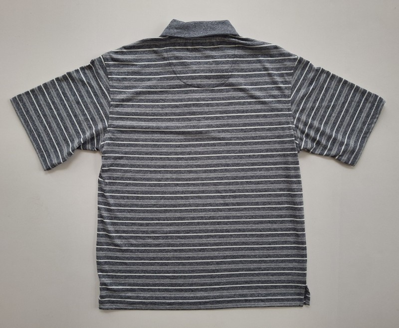 Spyglass by Pebble Beach Luxury Performance Gray Striped Golf Polo Shirt Small gallery