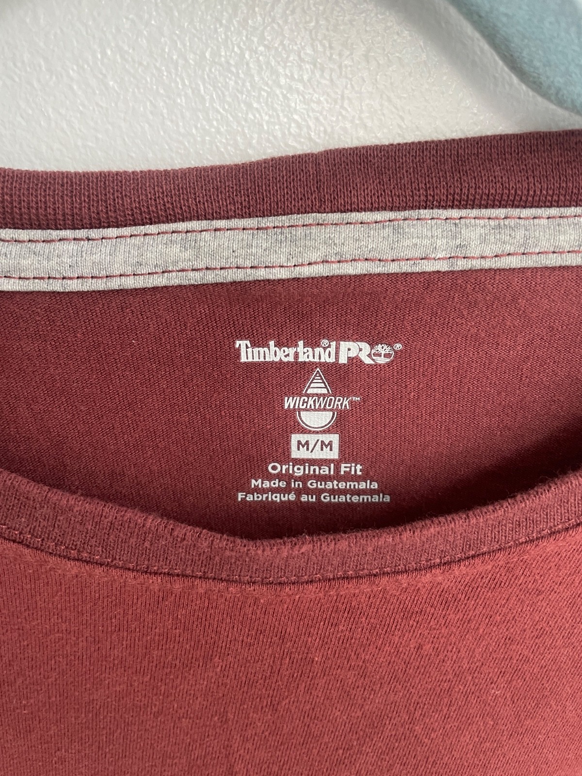 Timberland PRO Men’s Long Sleeve T-Shirt Maroon Logo Workwear Size M gallery
