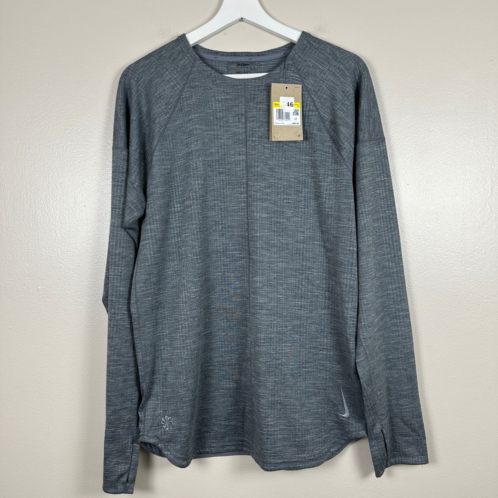 Nike Mens Small Yoga Dri-FIT Training Top Grey Heather FB7775-065 NEW