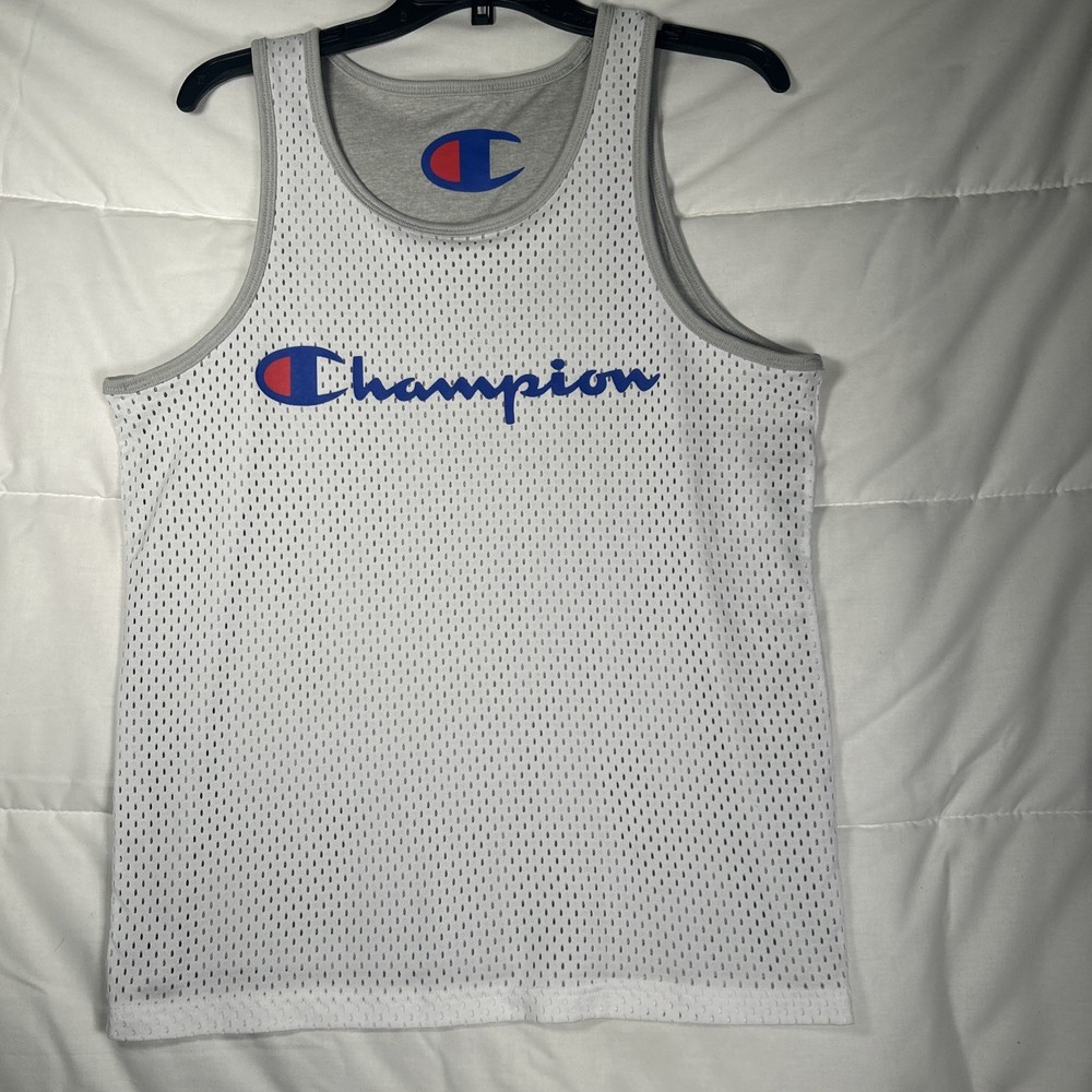 Champion Men's Reversible Mesh Tank Top Gray/White Men’s Medium SEE MEASUREMENTS