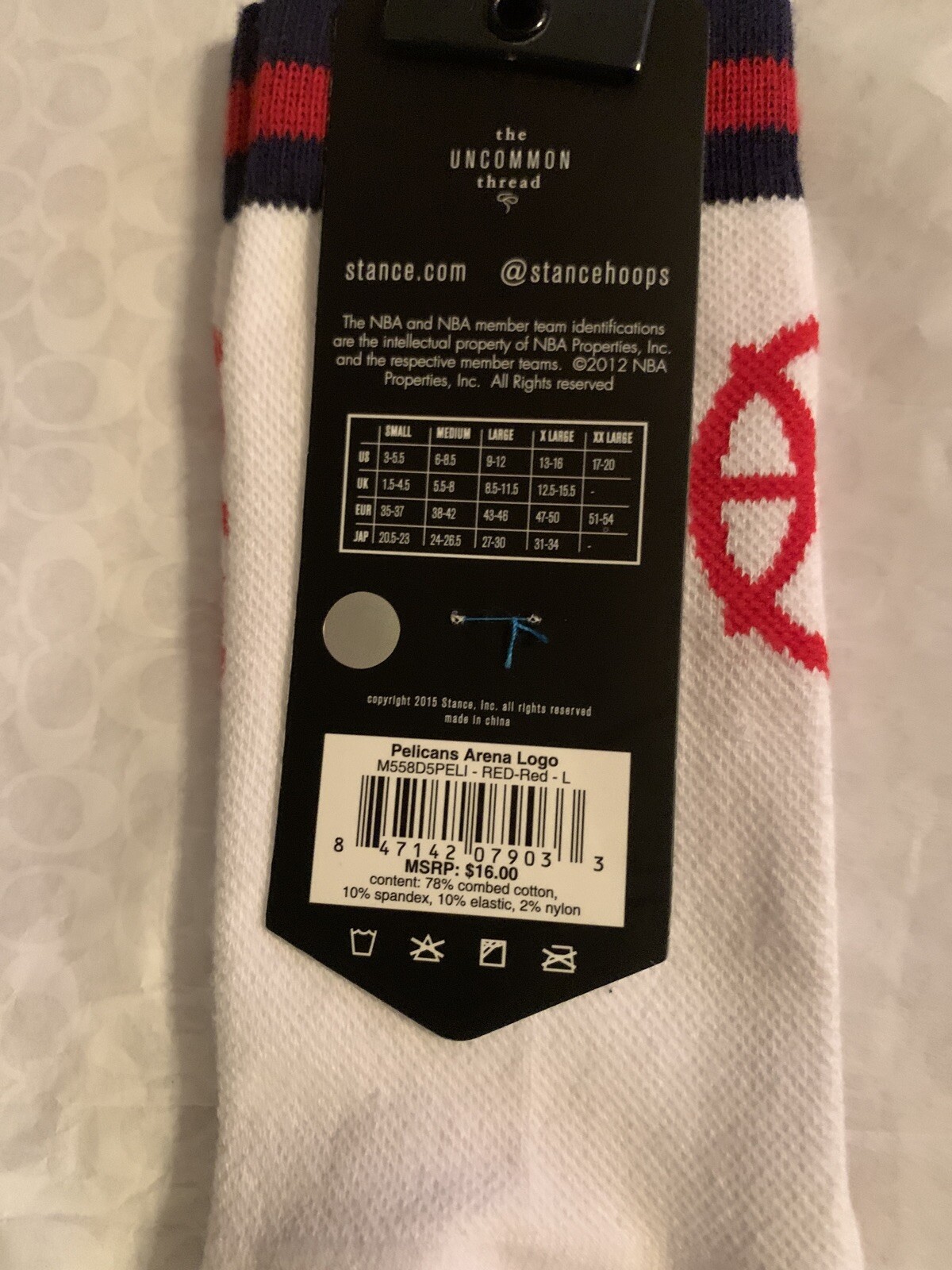 STANCE Socks sz Large 9-12 New Orleans Pelicans Basketball NBA White Louisiana gallery