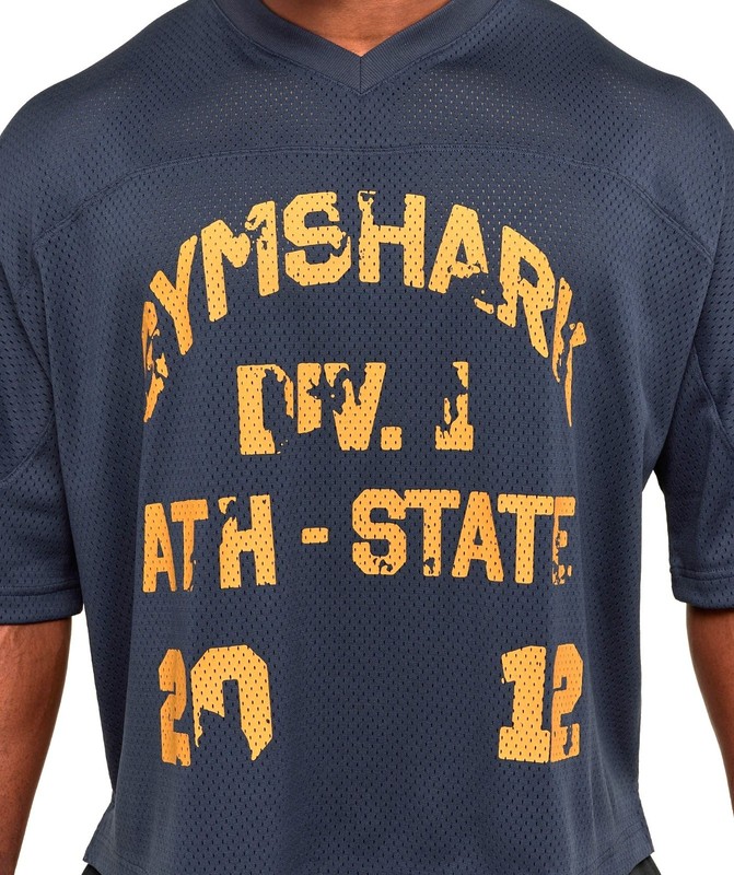 GYMSHARK 'Mesh Oversized Graphic Football Jersey' Men's T-Shirt Blue S **NWT** gallery