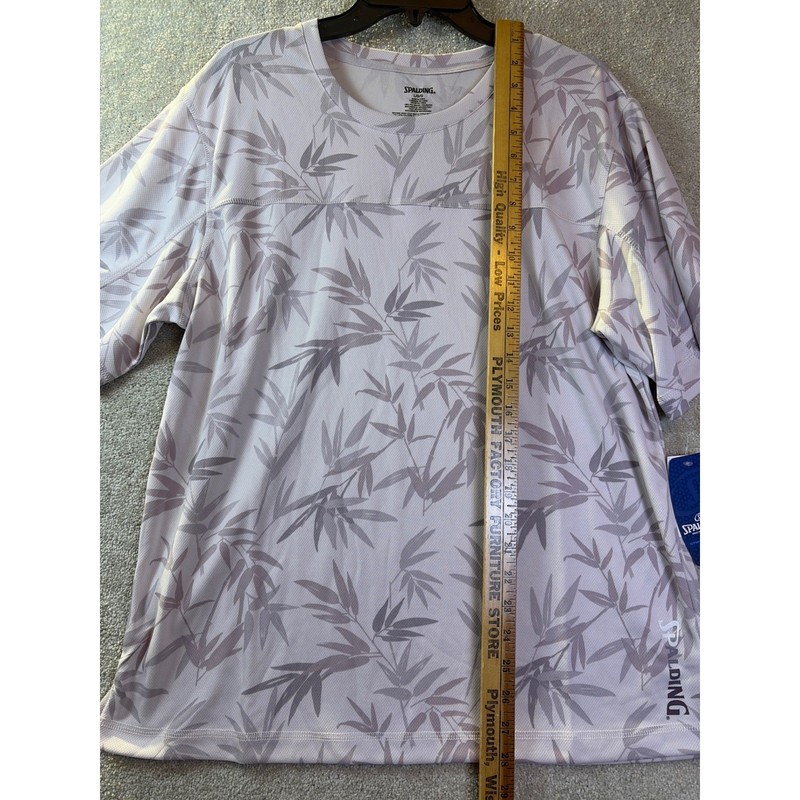 Spalding Performance T-Shirt Mens Large Lilac Ash Bamboo Print Short Slv RLG0002 gallery