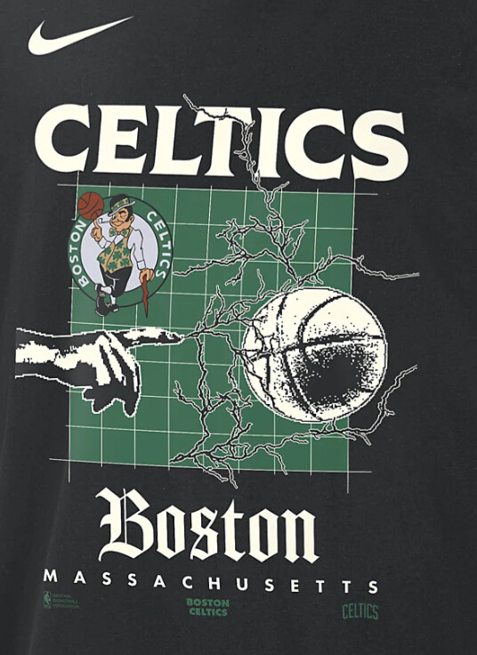 Nike Mens NBA Celtics Courtside Max 90 Shirt XL Black FQ6098-010 gallery