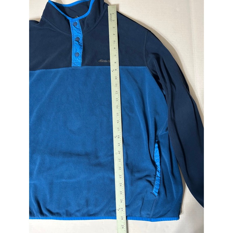 Eddie Bauer Mens 3XL Blue Fleece 1/4 Pullover Snap Front Long Sleeve w/ Pockets gallery