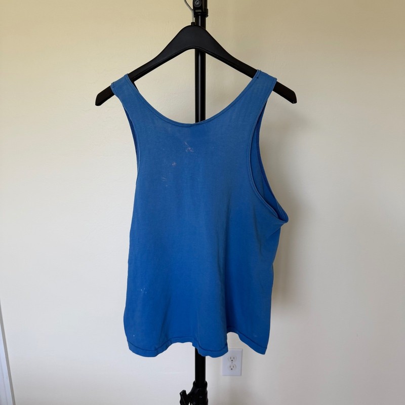 80's Nike Tank Top Mens Large Blue Distressed Sleeveless Shirt Made in USA gallery