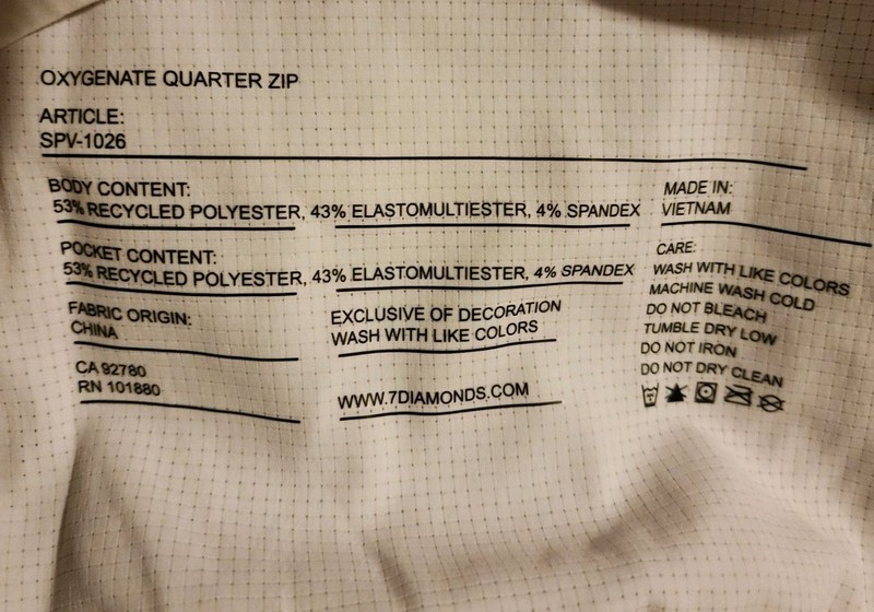 7 Diamonds Oxygenate 1/4 Zip Pullover Size S Anti-Odor Quick Dry Stretch Drift gallery