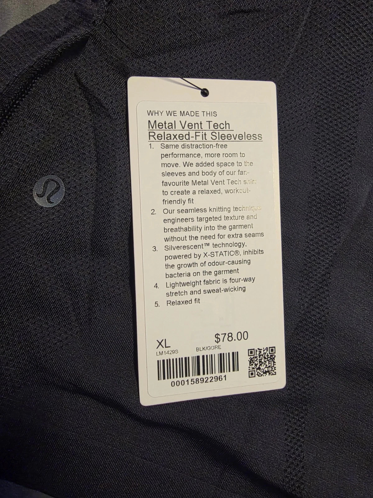 NEW LULULEMON METAL VENT TECH RELAXED SLEVELESS TANK BLACK SZ XL $78 gallery