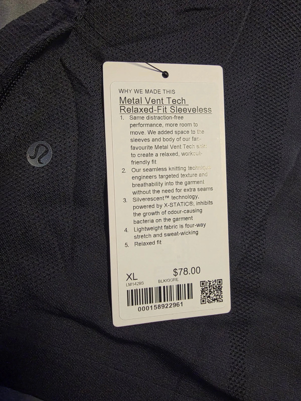 NEW LULULEMON METAL VENT TECH RELAXED SLEVELESS TANK BLACK SZ XL $78 gallery